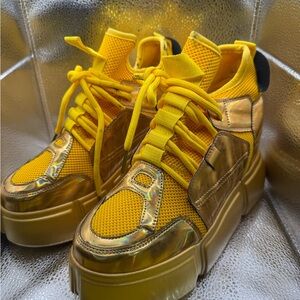 Yellow and Gold Women's Sneakers